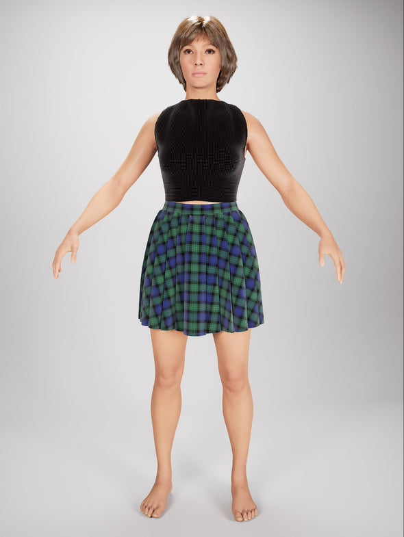 Preppy Pleated Mini Skirt in Green Check