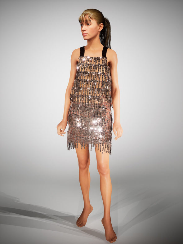 Tiered Fringe Sequin Party Dress